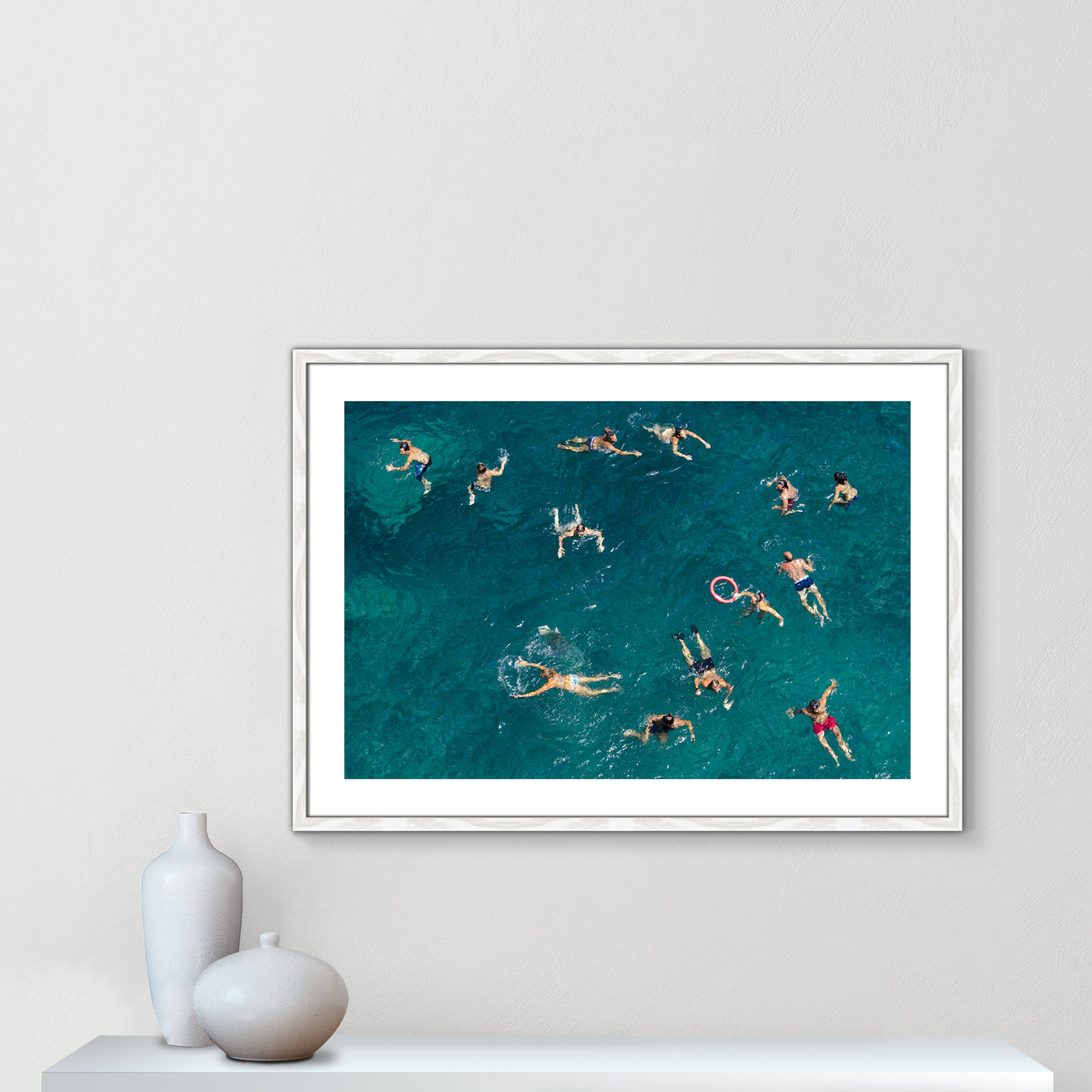 Norvell "Tonti" Print by Tonti, 25.5" H x 35.5" W x 0.75" D, White Wood Framed Paper