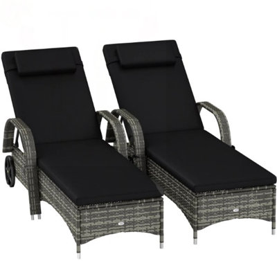 Rolling Outdoor Chaise Lounge Chairs With Cushions, Pillows, And Adjustable Backrests For Poolside Relaxation