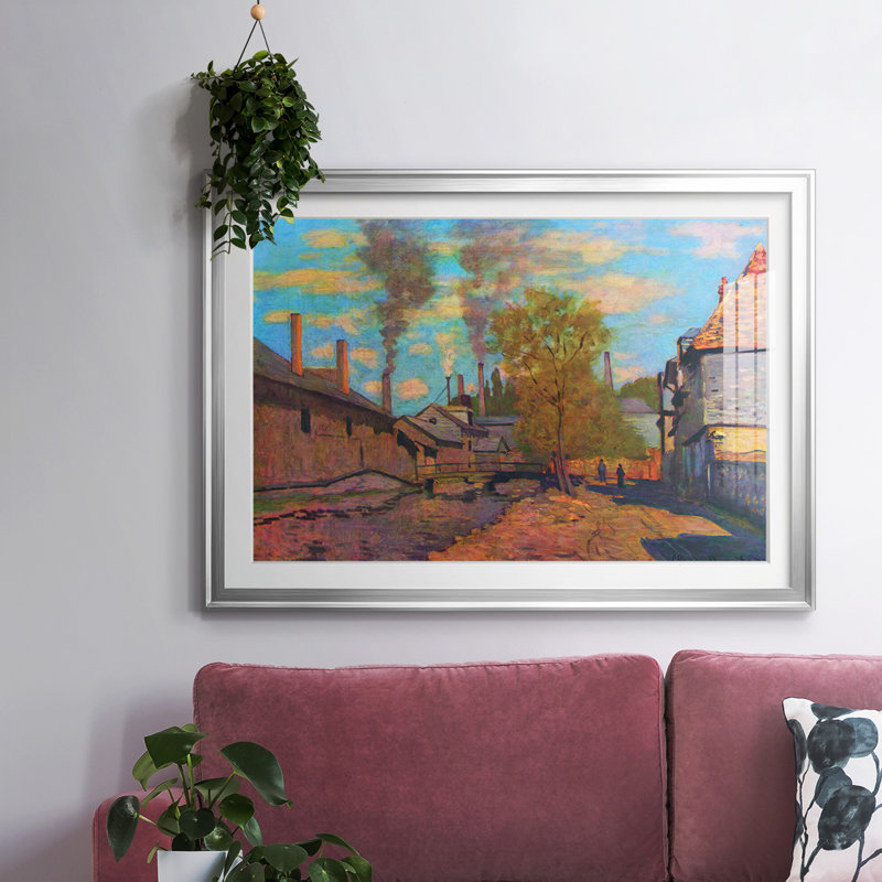 «The Stream Of Robec», impression encadrée sur papier par Claude Monet, Argent, H 15 po x l 21 po x P 1,5 po