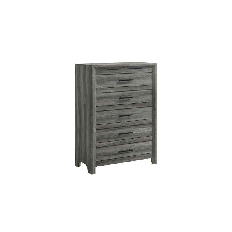 Commode 5 tiroirs Denver, Gris