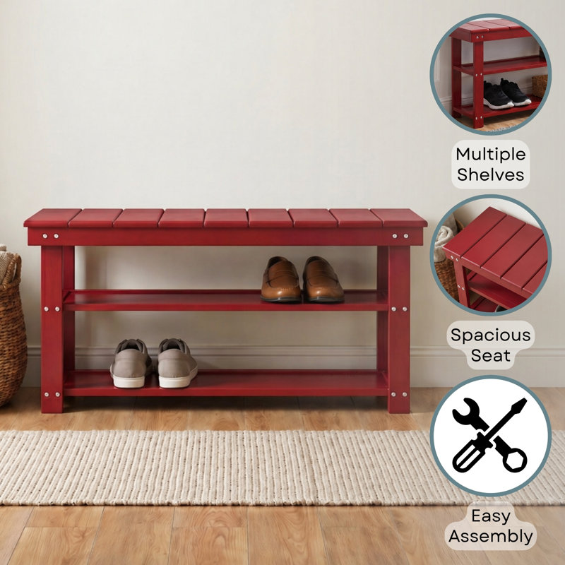 Carrold Storage Bench, Cranberry Red