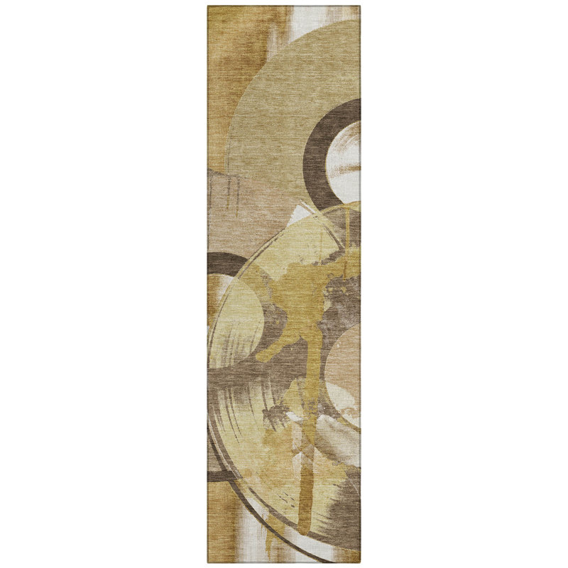 Machine Washable Indoor/Outdoor Chantille ACN2612 Novelty Rug, Gold, 2'3" x 7'6" Runner