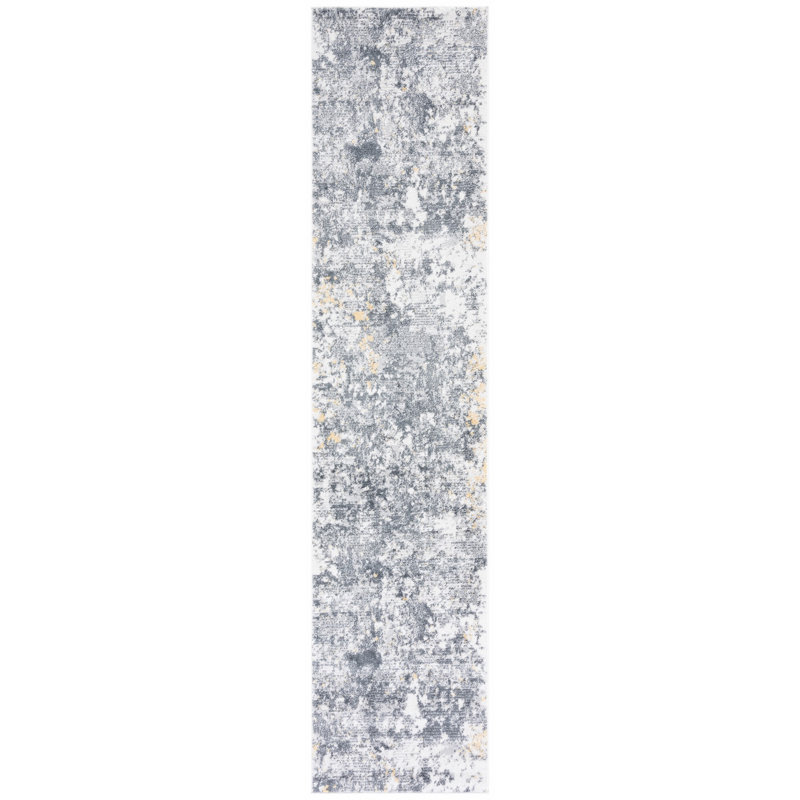 Tapis ivoire / gris foncé Ethellee 674, Tapis de couloir 2 pi x 9 pi