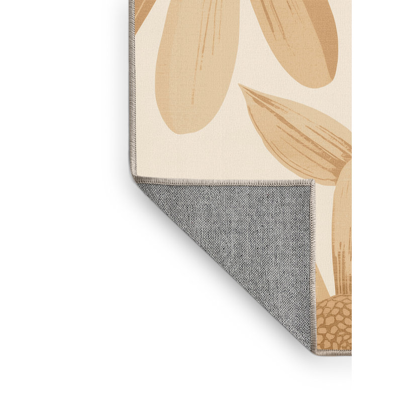 Tapis scandinave brun et beige lavable à la machine Ottwell Daisy, 6 X 9