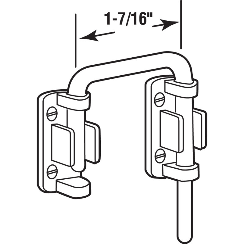 Serrure de porte de patio coulissante Prime-Line, Nickel, H 7,3 po x l 3,8 po x P 0,7 po