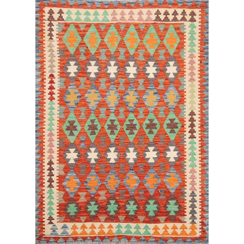 Tapis oriental en laine réversible kilim 5 x 6
