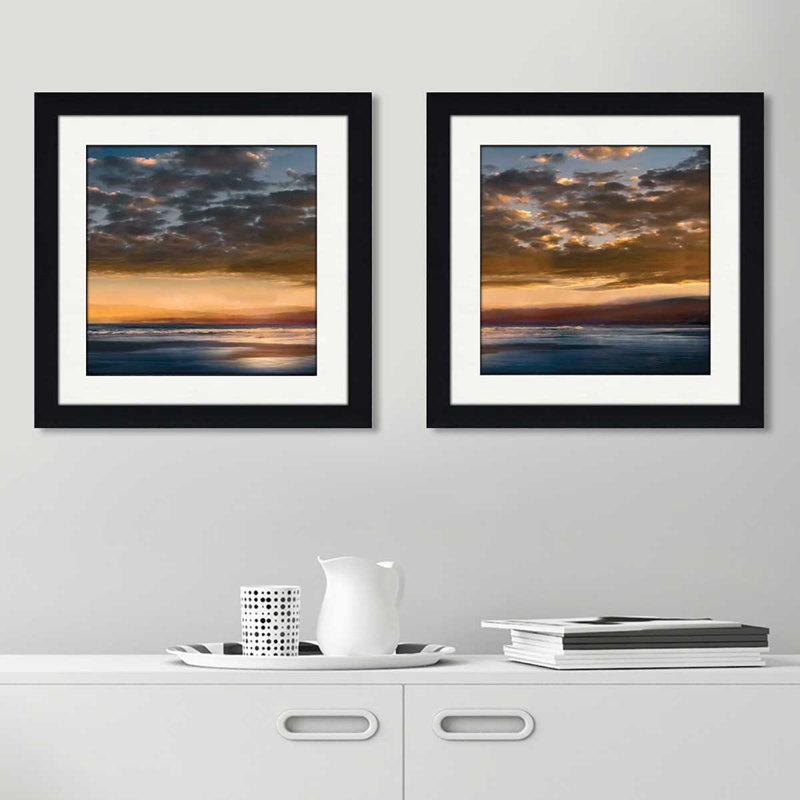 « a rêve away », ensemble de 2 reproductions de peintures à l’acrylique encadrées, Blanc mat, H 16,5 po x l 33 po x P 1 po