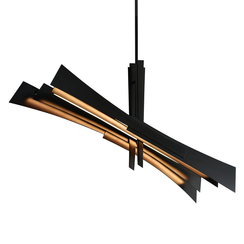 Lustre à DEL intégré de 50 pouces - Luminaire suspendu moderne noir avec température de couleur réglable, Noir