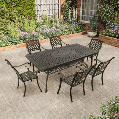 Ribal 6 - Person Rectangular Cast Aluminum Dining Set