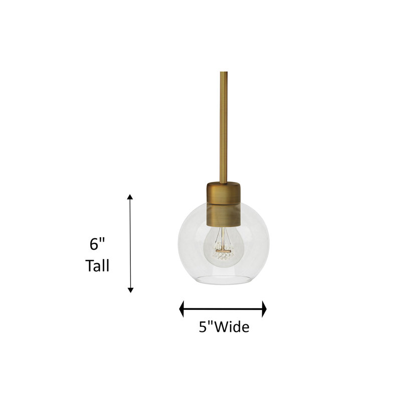 Luminaire suspendu simple 1 lumière Aimey-Louise, Transparent, Or