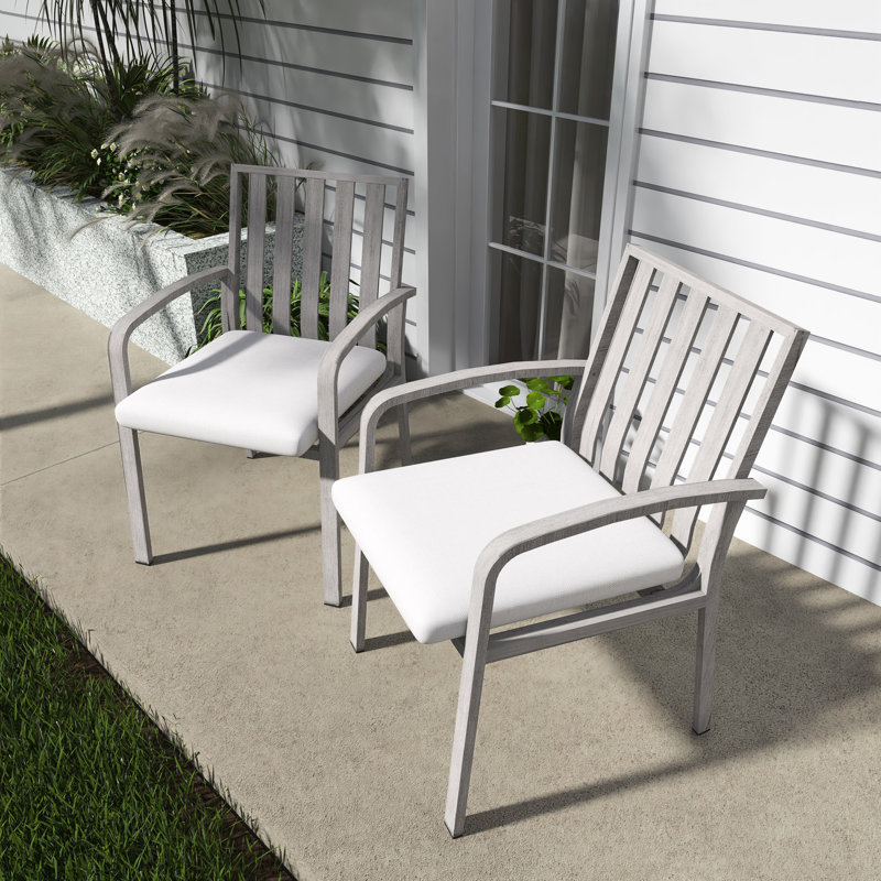 Chaise de salle à manger d'extérieur avec coussin (ensemble de 2)
