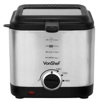 KitchenPerfected 1.0Ltr Compact Deep Fryer - Cream/Black