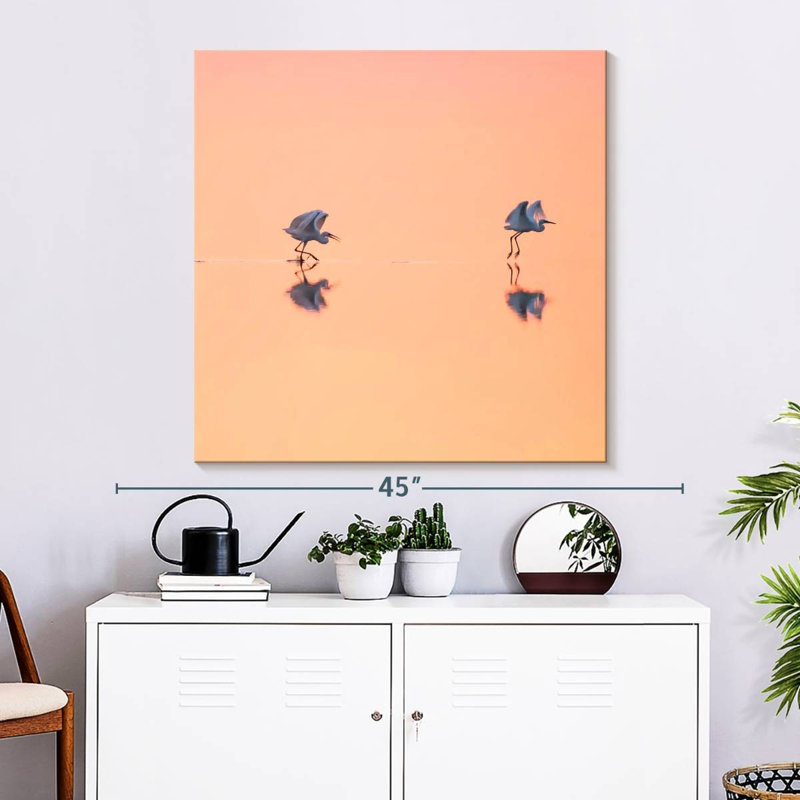 Brampt Two White Heron, 33" H x 33" W