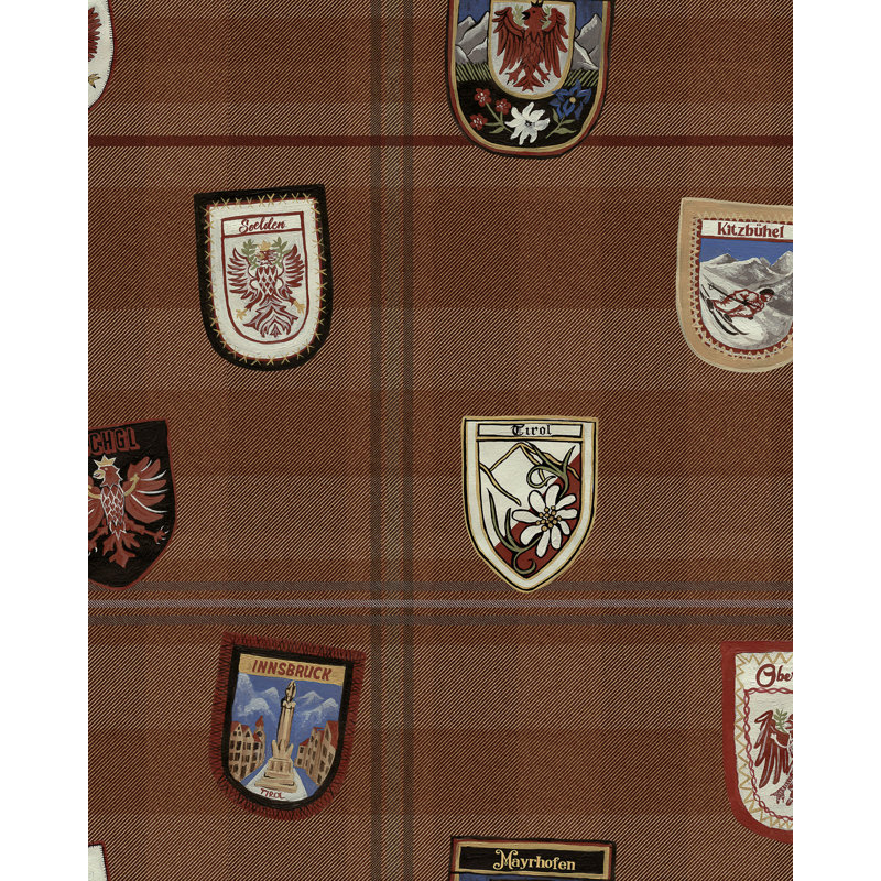 Tyrol Apres-Ski Home Gingham Wallpaper Roll, Black/Blue/Red/Taupe