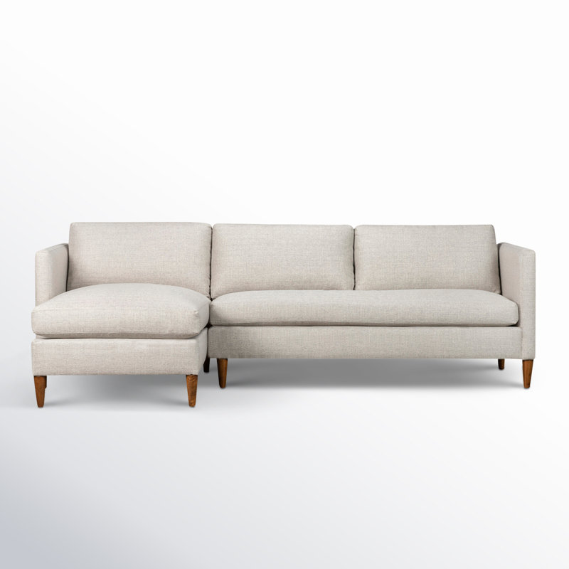 Canapé modulaire 2 pièces Clifford, Tissu natté turbo cendre, Accoudoir à gauche (vu de face)