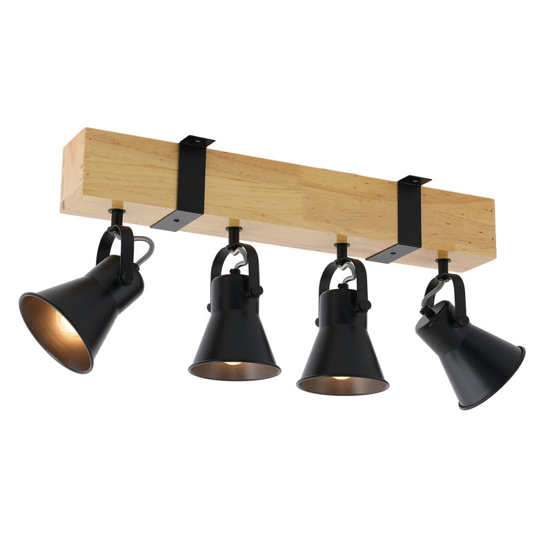 Luminaire suspendu sur rail industriel 4 lumières 4 lumières à chaîne réglable pour îlot de cuisine, salle à manger ou salon