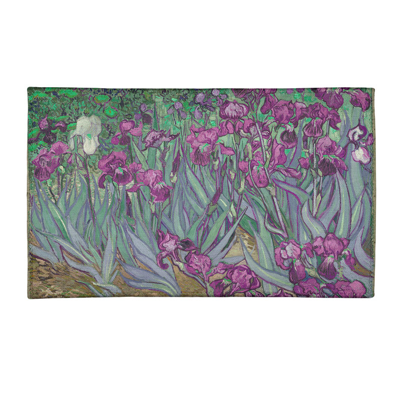 Tapis vert/rose en chenille irises, Rectangle 2 pi x 3 pi