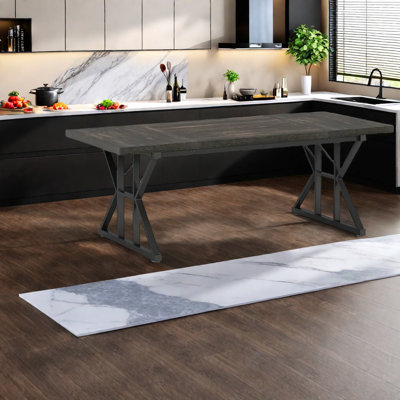 Spacious Metal & Wood Dining Table, Modern Farmhouse For Kitchen