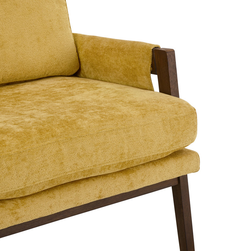 Chaise en velours jaune de style Mid-Century moderne - pour salle d'étude et fauteuil, Jaune
