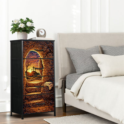 4 Drawer Dresser for Bedroom, Narrow Chest of Drawers, Wooden Top and Study Iron Frame 18"x37.5"-(WxH)