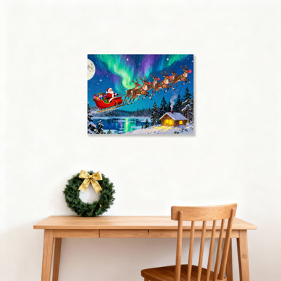 Santa Reindeer  Canvas Wall Art