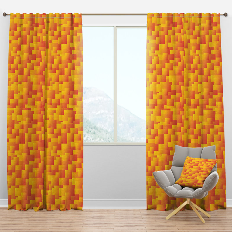 Retro Square Design VIII - Abstract Curtain - Velvet Room darkening - 1 panel, 52"W x 120"L