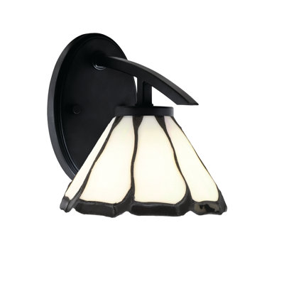 Applique murale encastrée noire mate avec verre perlé 7 "et flair noir