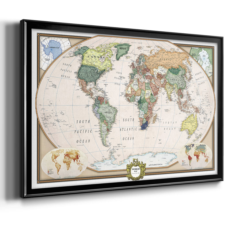 «Push Pin Map», reproduction d'art sur toile, Noir, H 20 po x l 30 po x P 1 po