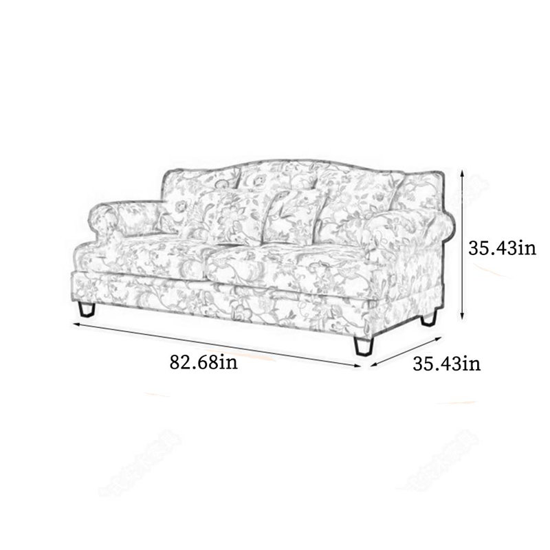 Vintage Floral Fabric Rustic  Sofa