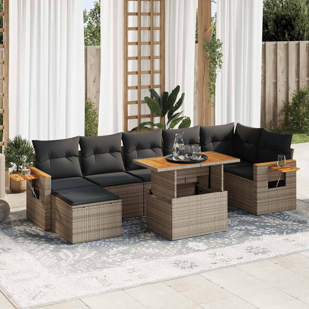 Vidaxl 8-Tlg. Garten-Sofagarnitur Mit Kissen Schwarz Poly Rattan