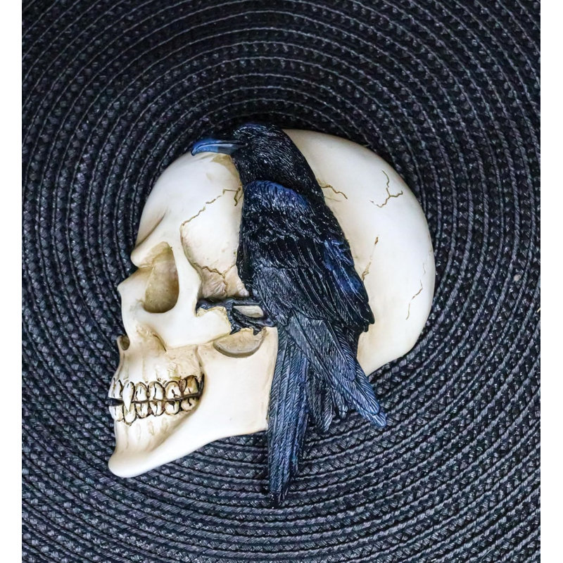 Ornement en forme de tête de mort Poe's Raven Nevermore Skull