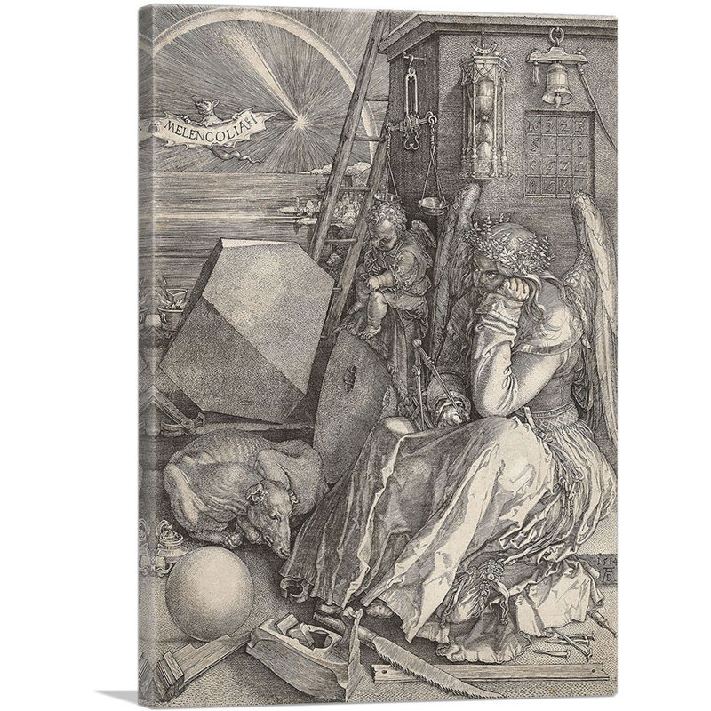 "Melencolia I 1514" par Albrecht Dürer, reproduction d'art sur toile tendue, H 40 po x l 26 po x P 0,75 po