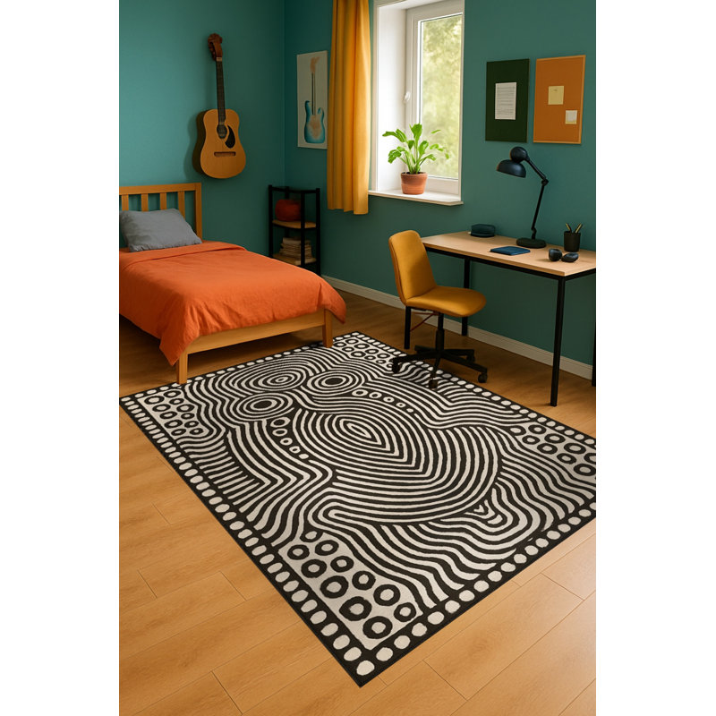 Tapis vert tissé à motif lavable Mosso, 2 pi 6 po x 4 pi 11 po