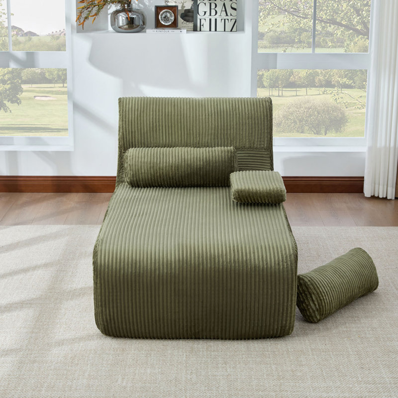 Canapé moderne sans méridienne 34,2 po, Green, Green Corduroy