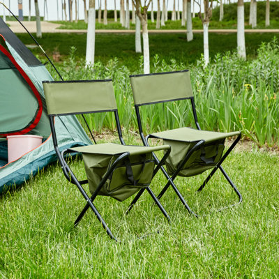 Chaise pliante d'extérieur 2 pièces avec sac de rangement, chaise portative pour le camping, le pique-nique et la pêche