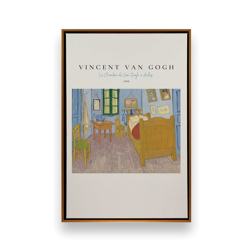 La Chambre v2 de Van Gogh, H 12,75 po x l 8,75 po, Cadre flottant or poli