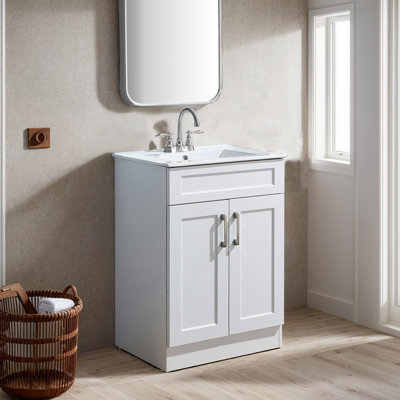 Saahith 24" White Modern 2-Door Free-standing Single Bathroom Vanity Set