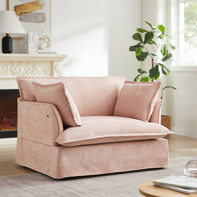 Fauteuil d'appoint surdimensionné avec charge à deux ports, Rose