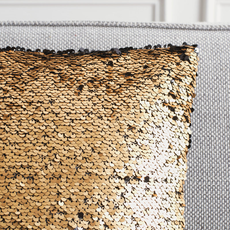 Gold and Black Sequined 18" Square Throw Pillow