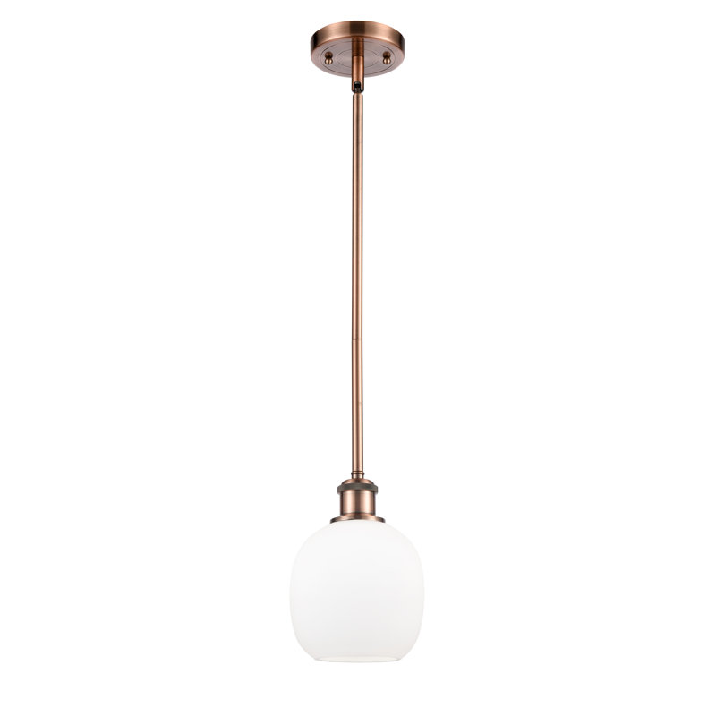 Luminaire suspendu sphérique 1 lumière Carlucci, Ampoule DEL 6 watts Vinage, Blanc mat, Cuivre antique