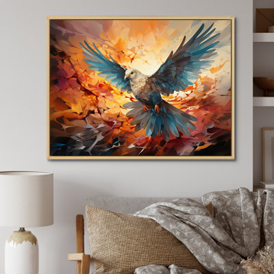 «Teal Dove Winged Messenger Geometric II», reproduction sur toile