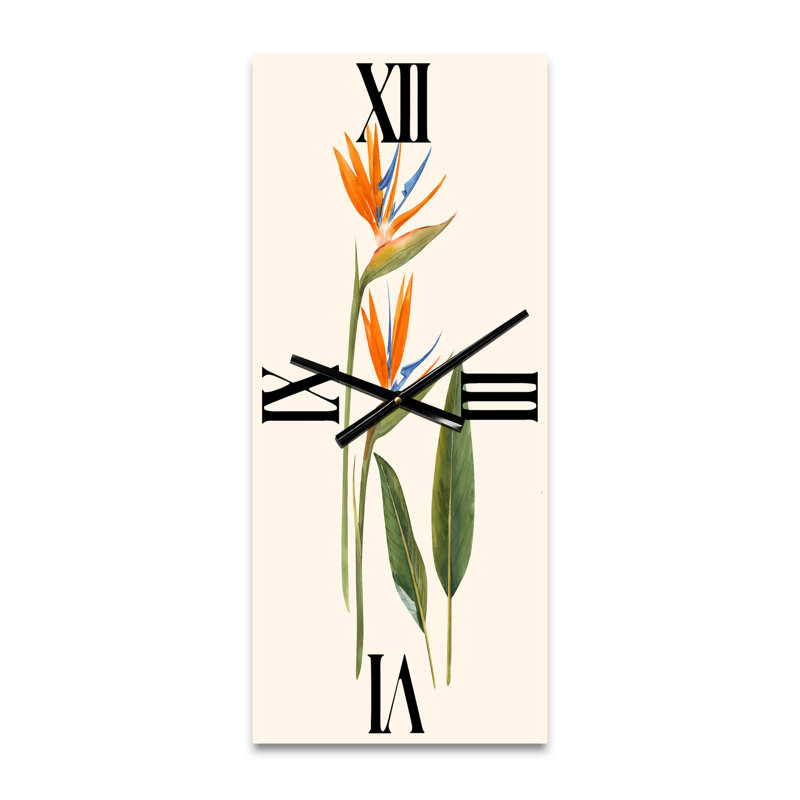 Horloge murale vintage avec fleurs Strelitzia, Grand