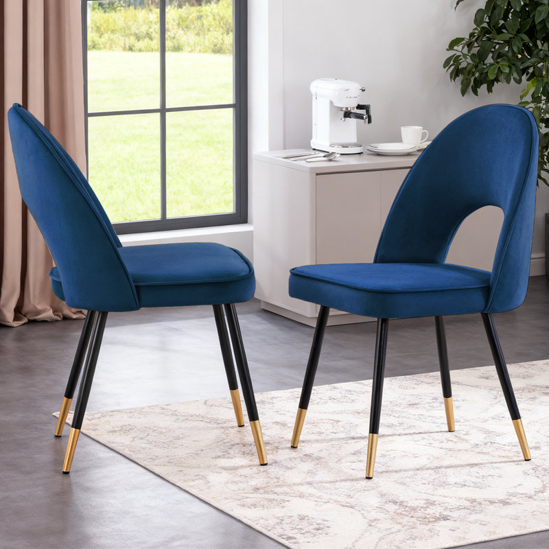 Zackery Upholstered Dining Chair, Dark Blue, 2