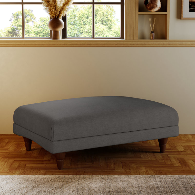 Adaku Banquette Footstool, Charcoal, Burnished Beech