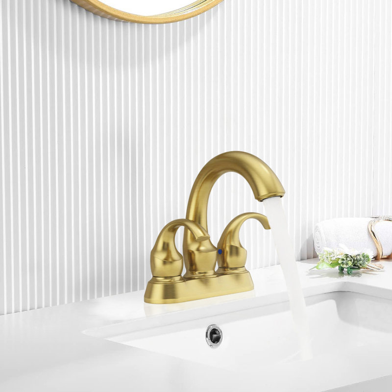 Robinet de salle de bain central 4 po avec bonde escamotable, Or brossé