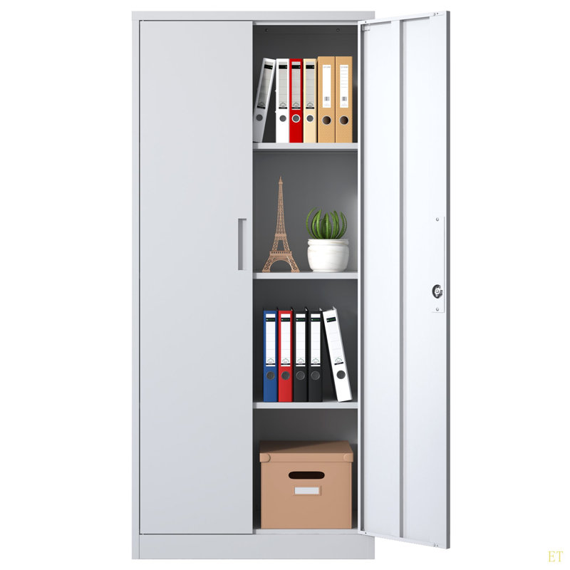 71"H Metal Garage Storage Cabinet Tool Steel Locking Cabinet With Doors And 3 Adjustable Shelves, Tall Cabinets For Garage Storage Systems Lockable File Cabinet For Home Office,Classroom,Pantry