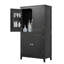 Armoire de rangement pour salle de bain élégante, unité de rangement pour salle de bain, armoire autoportante avec 4 portes, tablettes réglables, tablettes adaptables, noir-853404212