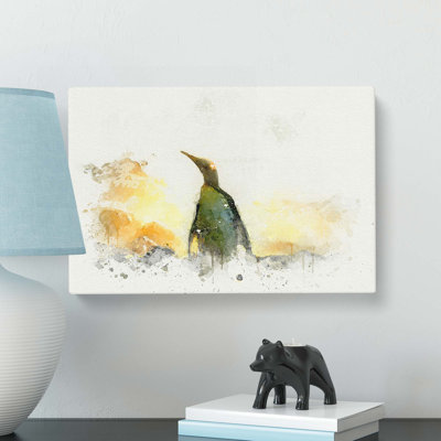 King Penguin In Abstract - Wrapped Canvas
