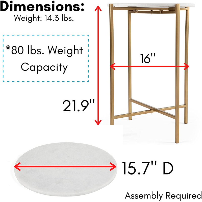 Marble Tray Top End Table, Gold