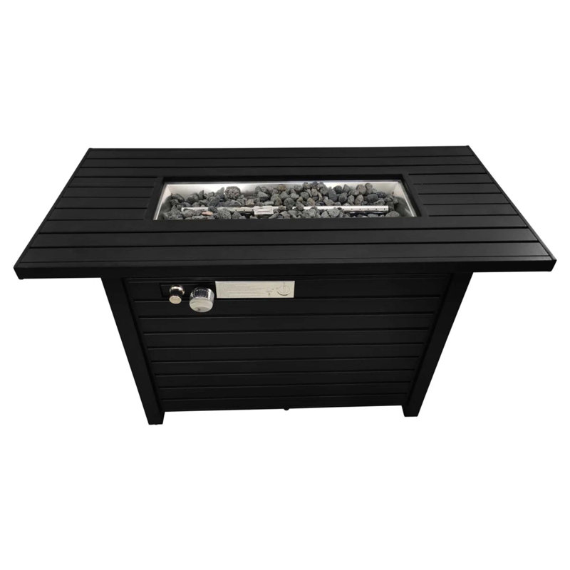 Table de foyer d'extérieur en acier avec couvercle H 25 po x l 42 po